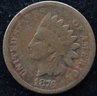 KAPPYSCOINS GF339 1876 GOOD PLUS D KEY DATE INDIAN HEAD CENT