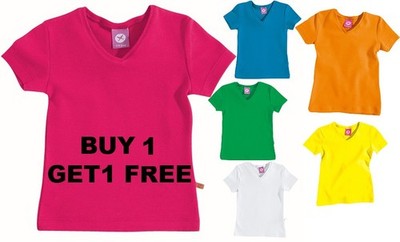 Hering Kid Girls Basic Everyday Cotton V-Neck T-shirt 5206