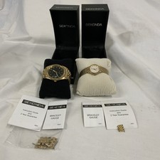 Seconda Ladies Bracelet Wrist Watches 2x, With Boxes, Good Condition,Gold colour