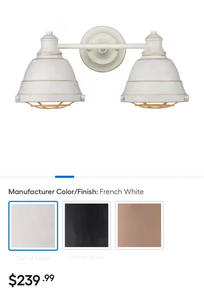 Golden Lighting Bartlett Vanity Light 16.5” 2-Light French White 7312-BA2 - Image 4 of 4