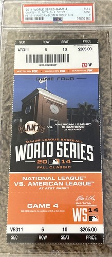 PSA 9 2014 MLB World Series Game 4 San Francisco Giants Royals Ticket