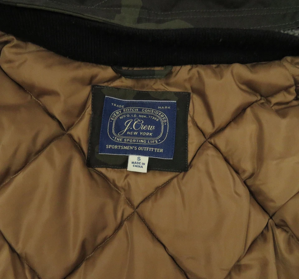 Chaqueta Parka Nórdica J Crew Camuflada Prima Loft Transpirable Edredón Forrado Cremallera Completa S Foto 4 de 4