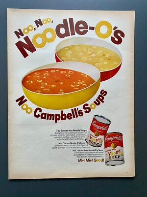 Campbell´s Noodle Soup Suppe 60s 1968 XL 34x26cm Werbung Vintage Ad Reklame