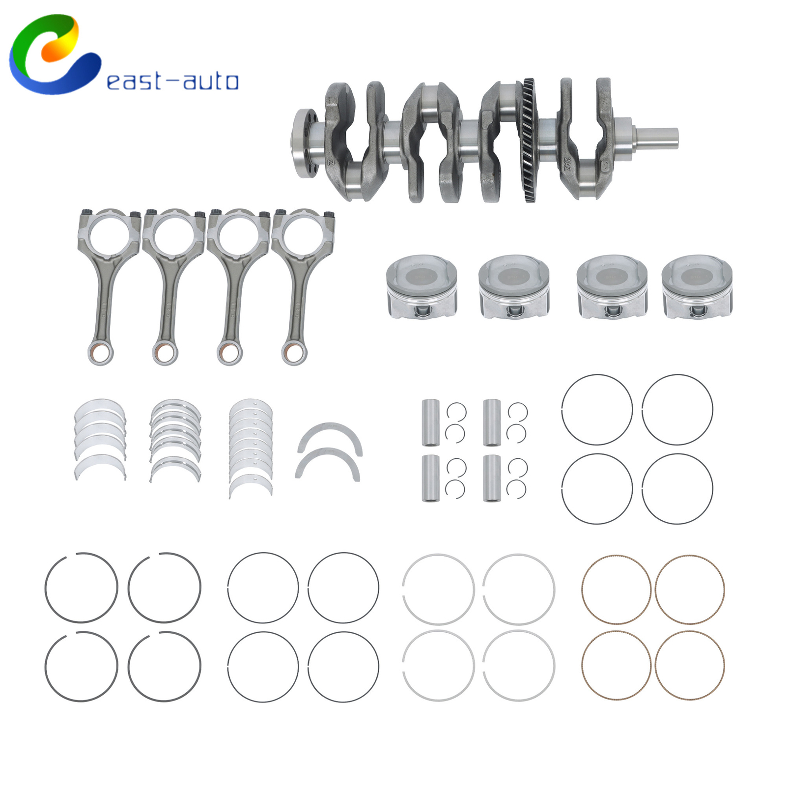 Toyota Camry Scion 2AZFE 2.4L Crankshaft Con Rods Bearings Pistons Kit
