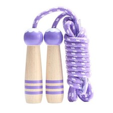 Jump Rope Kids, 7ft Adjustable Cotton Skipping Rope with Wooden Handle Purple
