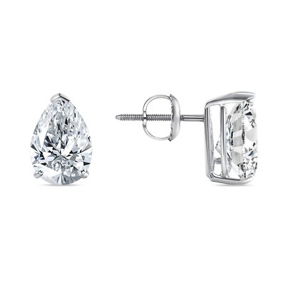 IGI E/VS 4 Kt Birne Lab Created Grown Diamond Ohrringe Massiv 950 Platin Schraube