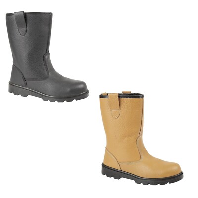 Grafters Herren Leder Wasserdicht Rigger Stahlkappe Sicherheit Arbeitsstiefel Zum Überziehen