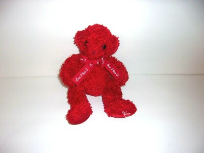 Tri Russ Love 2 Love U Red Teddy Bear Shiny Plush Bean Bag 9''
