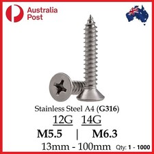 12G 14G Self Tapping Countersunk Phillips Screw s CSK Stainless Steel A4 G316