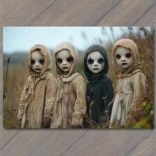Art Print Disturbing Gothic Doll Quartet Mysterious Creepy Look Halloween Kids