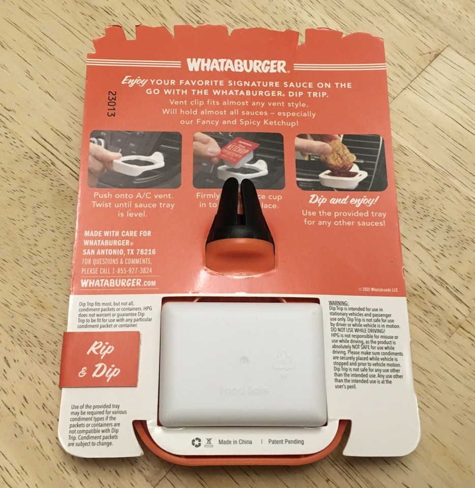 Whataburger Dip Trip Vent Clip Sauce Holder Spicy Ketchup Car Vent