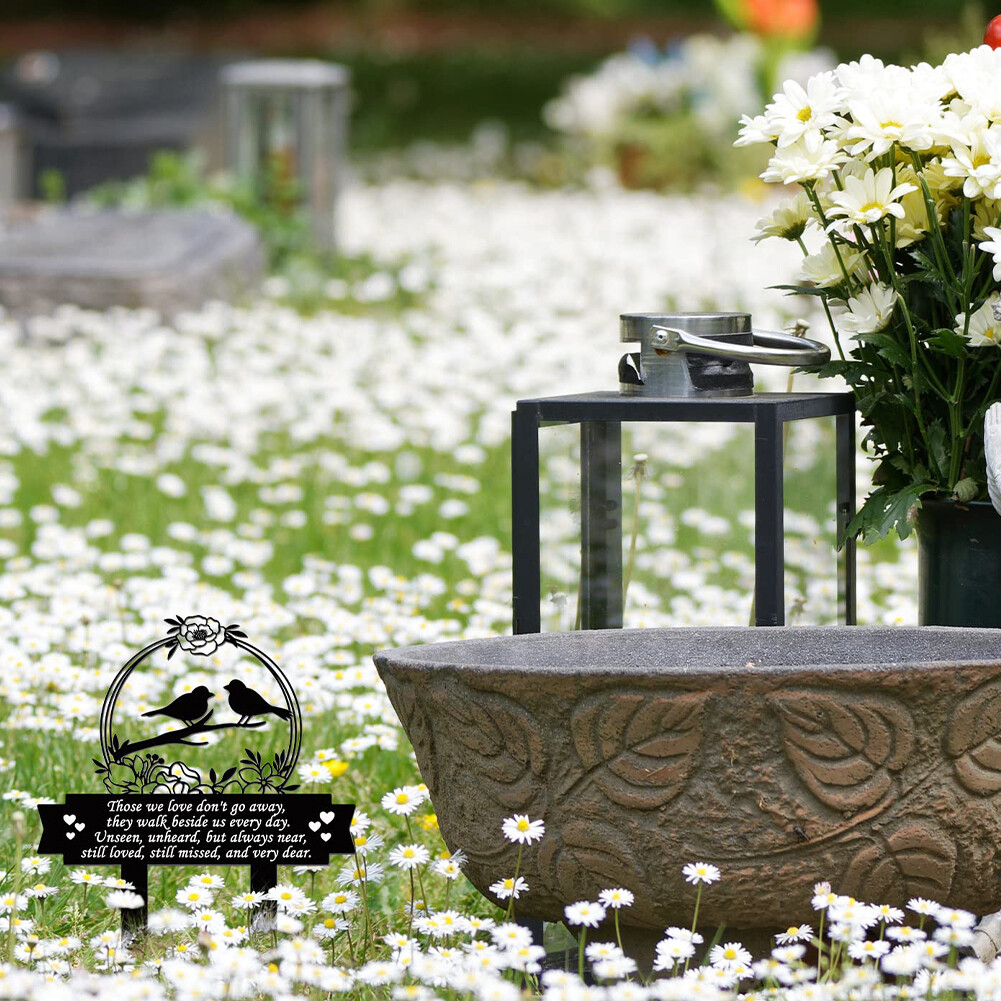 With Stakes Sympathy Bird Yard Easy To Use Metal Grave Markers Memorial