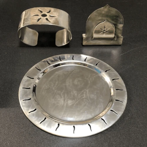 Napkin Holder Name Stand App Plate MARKED SILVER Placato Argento