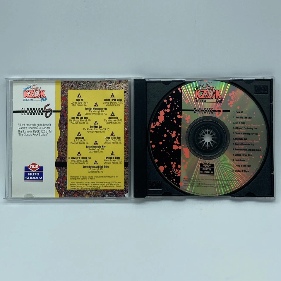 KZOK 102.5FM "Classics 5" CD Sampler OOP 1991 Seattle Discovery Artists FM Rock Foto 3 de 4
