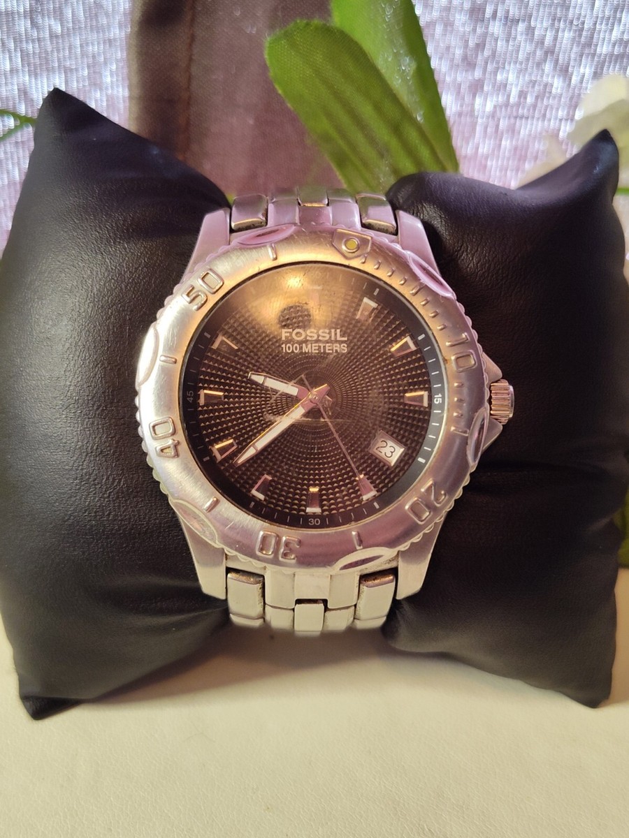 Men's Fossil Blue Stainless Steel Black Dial Quartz Watch