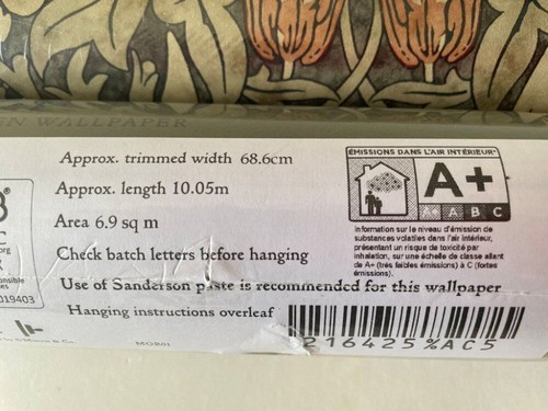 NEW William Morris & Co Wallpaper Snakeshead 216425 Charcoal Spice 2 ROLLS - Picture 5 of 6