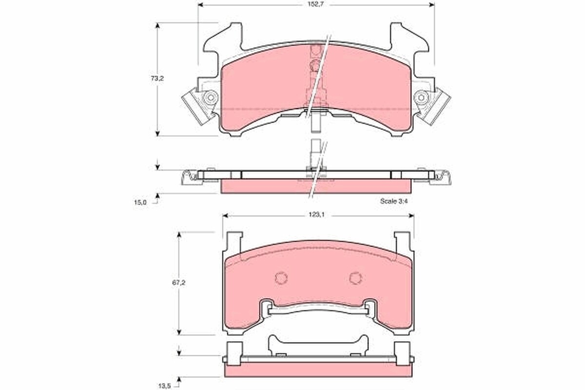 GDB1272 TRW Brake Pad Set, disc brake for BUICK,CADILLAC,CHEVROLET,GMC,PONTIAC