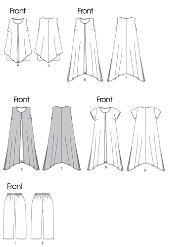 Butterick Sewing Pattern 5655 Womens 18W-24W Easy Loose Tent Dress Top Pants - Picture 3 of 8