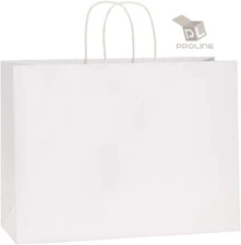 Paper Shopping Bags 500 White Kraft 16" x 6 x 12" Retail Merchandise Handles