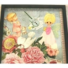 Praying Girl Cute Angel Retro Framed Handmade Collage Wall Art OOAK Decor