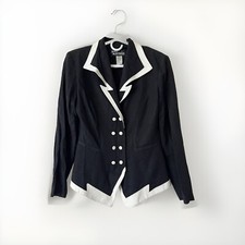Jason Matthews Vintage 90s Black White Zig Zag Button Up Blazer Jacket Size 4
