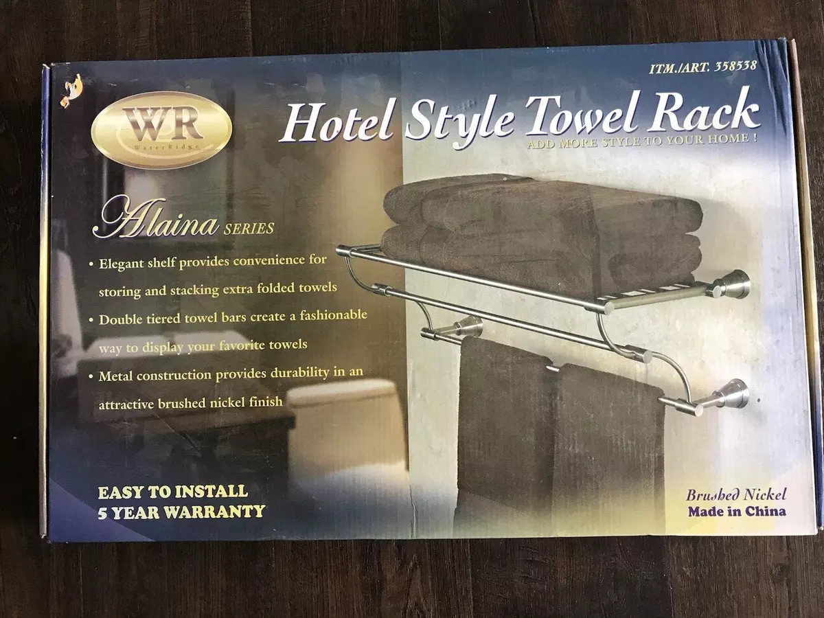Hotel style towel rack brushed nickel finish hot sale