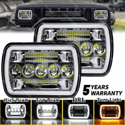 For Jeep Wrangler YJ/ Jeep Cherokee XJ 1984-2001 Pair 5x7'' 7x6'' LED Headlights
