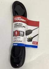 6ft Black 110v 13A 1625w HyperTough 16AWG Household Extension Cord 3-Outlet