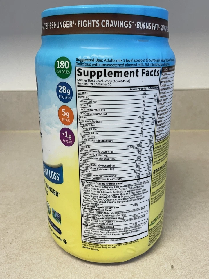 Garden of Life Raw Organic Fit Vegan Protein Powder Chocolate 28g 2LB Exp. 06/26 - Image 2 of 4