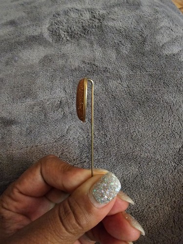 ANTIQUE GOLD STONE GOLD VICTORIAN ART DECO HATPIN OLD ESTATE FIND HAT PIN - Afbeelding 3 van 5