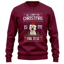 Adults Christmas Maltese Sweatshirt Dog Owner Men and Women toy dog pet anima...