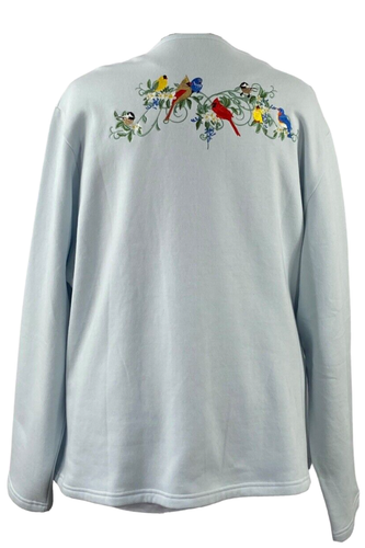 Bradford Exchange Fleece Button Up Cardigan Jacket Embroidered Song Birds Sz 3X - Picture 9 of 20