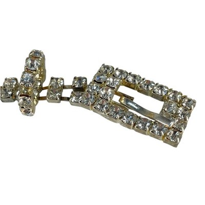 VTG Statement Rhinestone Crystal Chain Skinny Belt Sz XS-M  display picture 3