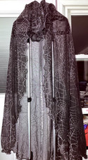 Totally Ghoul GLITTER Hooded Spider Web Sheer Cape Women's Halloween Costume NWT