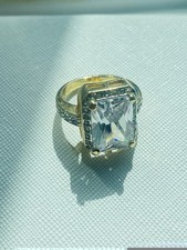 Ladies Girls Ring Gold  Colour With Shiny Stones large stone statement cocktail 