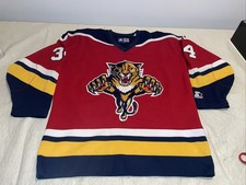 John Vanbiesbrouck Florida Panthers Starter Jersey Mens Large Red Sewn Clean 90s