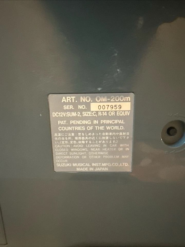 Suzuki Omnichord OM-200m Gris Con Estuche Rígido Probado Funciona Sin Cable de Alimentación Foto 3 de 4
