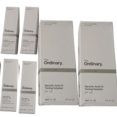The Ordinary Skincare Bundle   Glycolic Acid Toner, Caffeine, Hyaluronic Acid