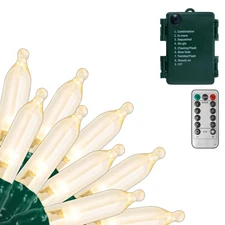 Filltown Battery Operated Christmas Lights 33Ft 100 LED Warm White String Lights