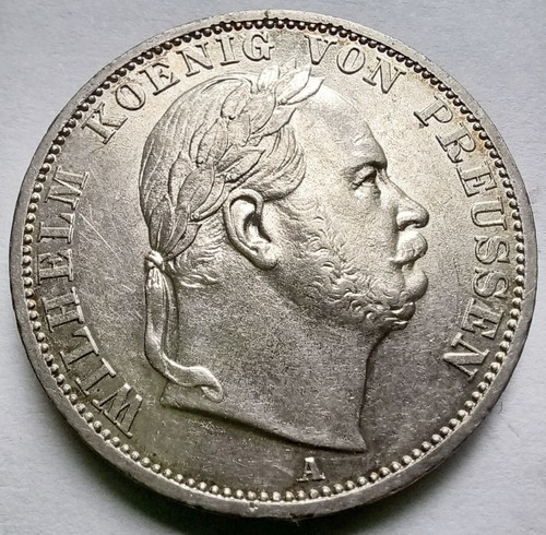 1866-A Prussia Victory Thaler Silver Wilhelm I Berlin KM#497 AU/UNC Details