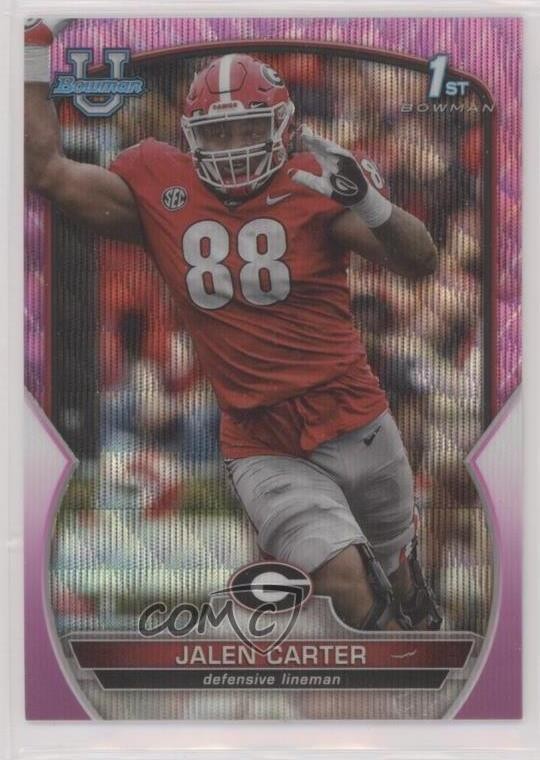 2022 Bowman U Chrome Pink Wave Refractor 118/125 Jalen Carter #37 0hk3
