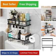 Bathroom Organizers, 2-Tier Over Toilet Storage, Floating Shelves with 2 Hook...