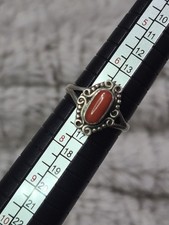 Natural Red Coral Handmade Ring Sterling Silver 925