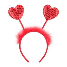 Heart Headband Red Sequin Love-shaped Head Boppers Valentine's Day Headband R...