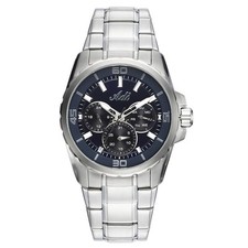 Adi Men's Stainless Steel Multifunction Watch w/ Blue Dial, 45mm waterproof 100m