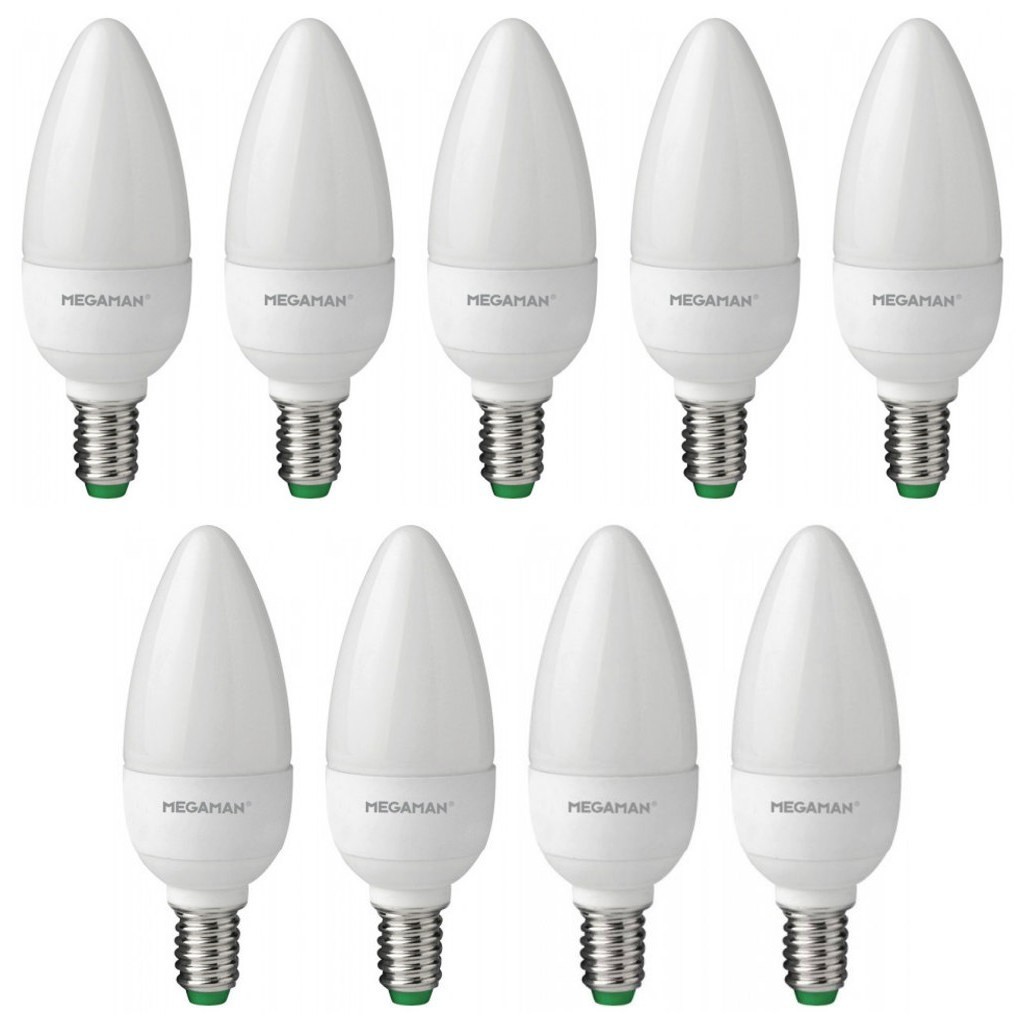 9 x Megaman 143300E LED Candle Light Bulb Opal E14 SES Warm White 2.9W