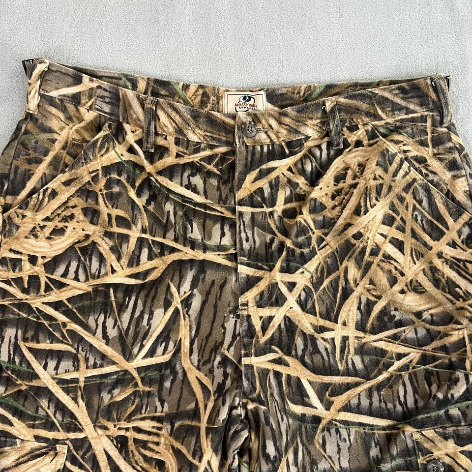 Calça Mossy Oak Masculina Grande Camuflagem Sombra Grama Carga Caça Algodão Cordão - Imagem 2 de 4