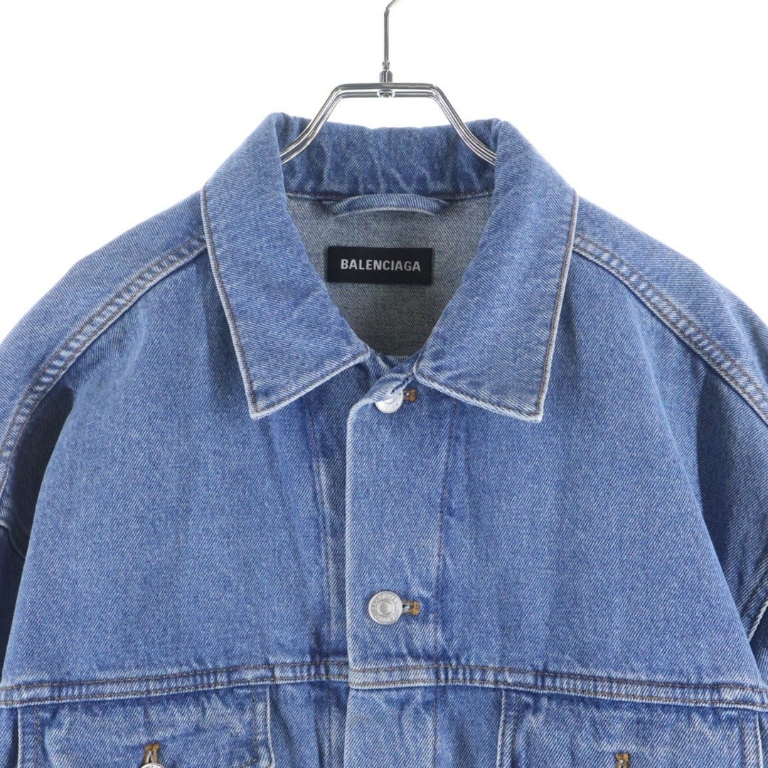 BALENCIAGA 21ss Back Logo Print Large Fit Denim Trucker Jacket Indigo Used 79825 thumbnail 3