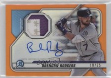 2020 Bowman Chrome Relics Orange Refractor 10/25 Brendan Rodgers Auto 01su