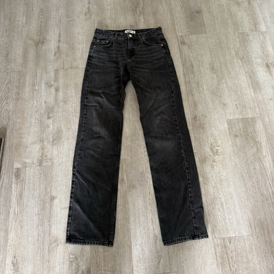 PULL&BEAR Damen Jeans Gerades Bein Gr. 34 Schwarz Denim